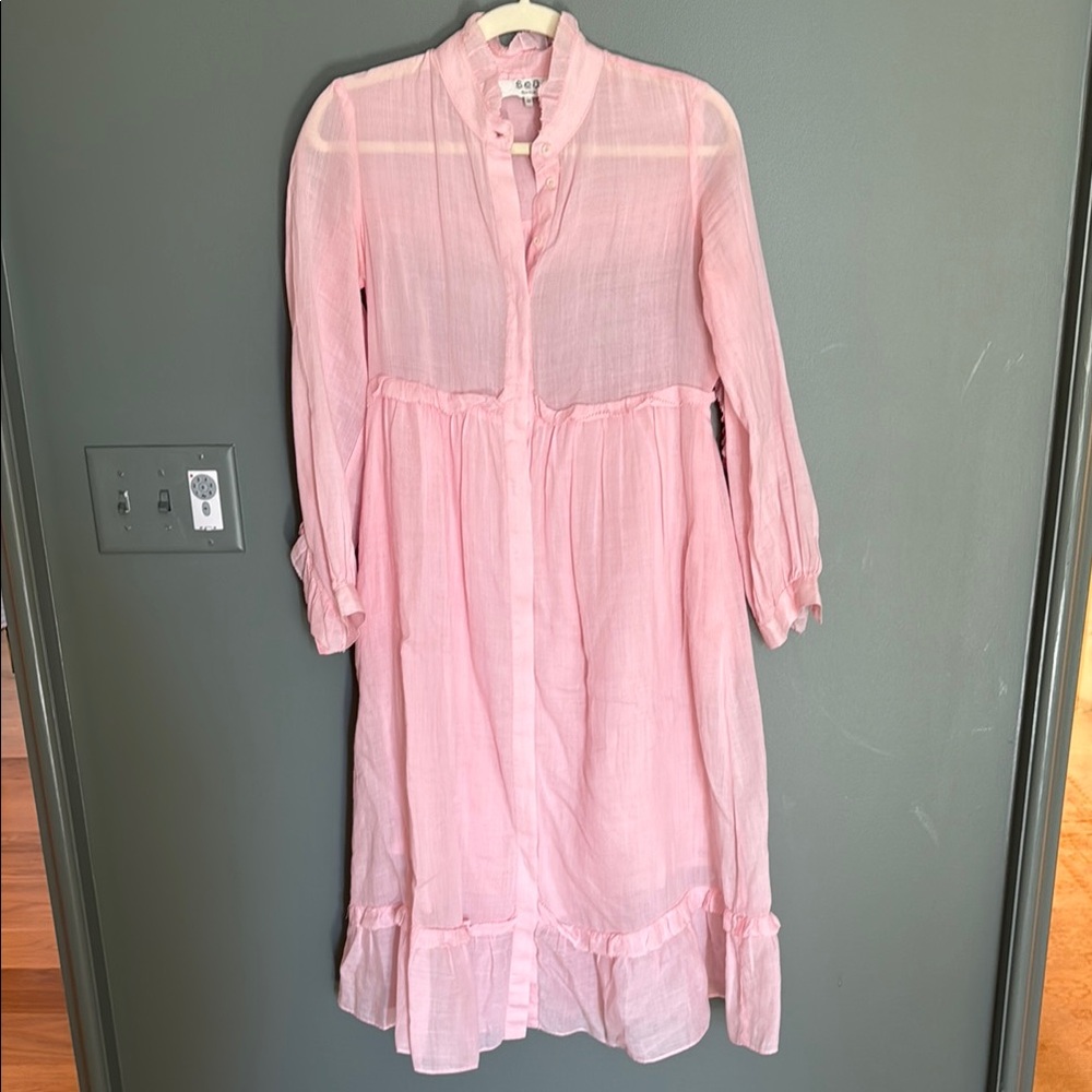 Sea New York Lucy Poplin Ruffle Sleeve Midi Dress